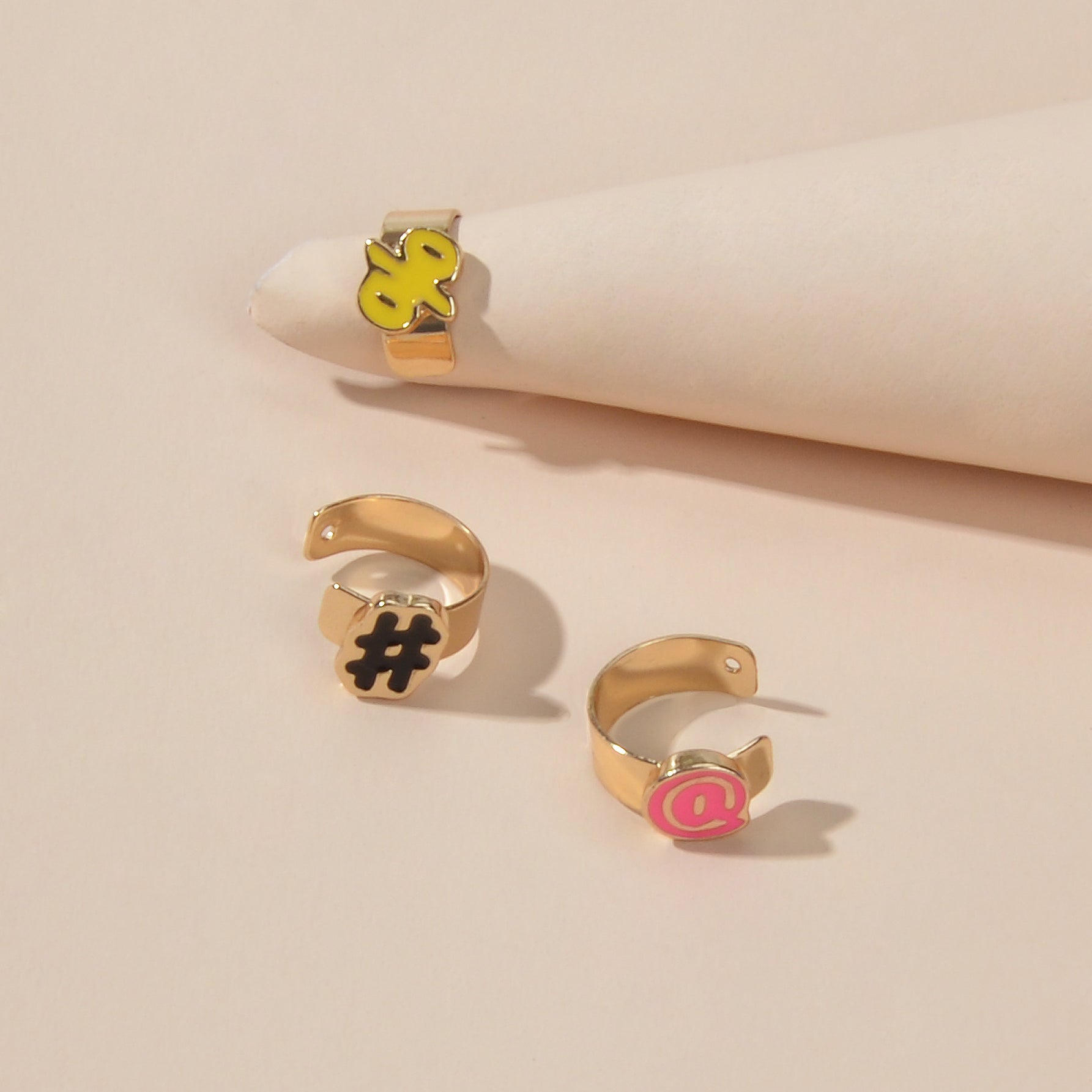 Cartilage Jewellery 3 pcs Candy Color Enamel Symbol Gold Ear Cuff Earrings set-2