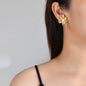 Bijoux Jewellery Pearl Decoration Gold Flower Stud Exaggerated Pierced Earrings-0