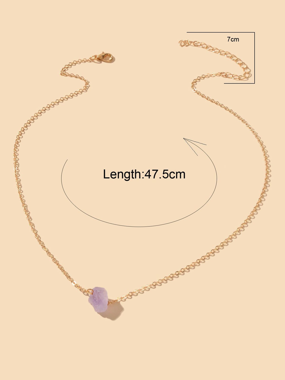 Gold Chain Natural Geometric Stone Crystal Charm Necklace Teens Collar Jewellery-2