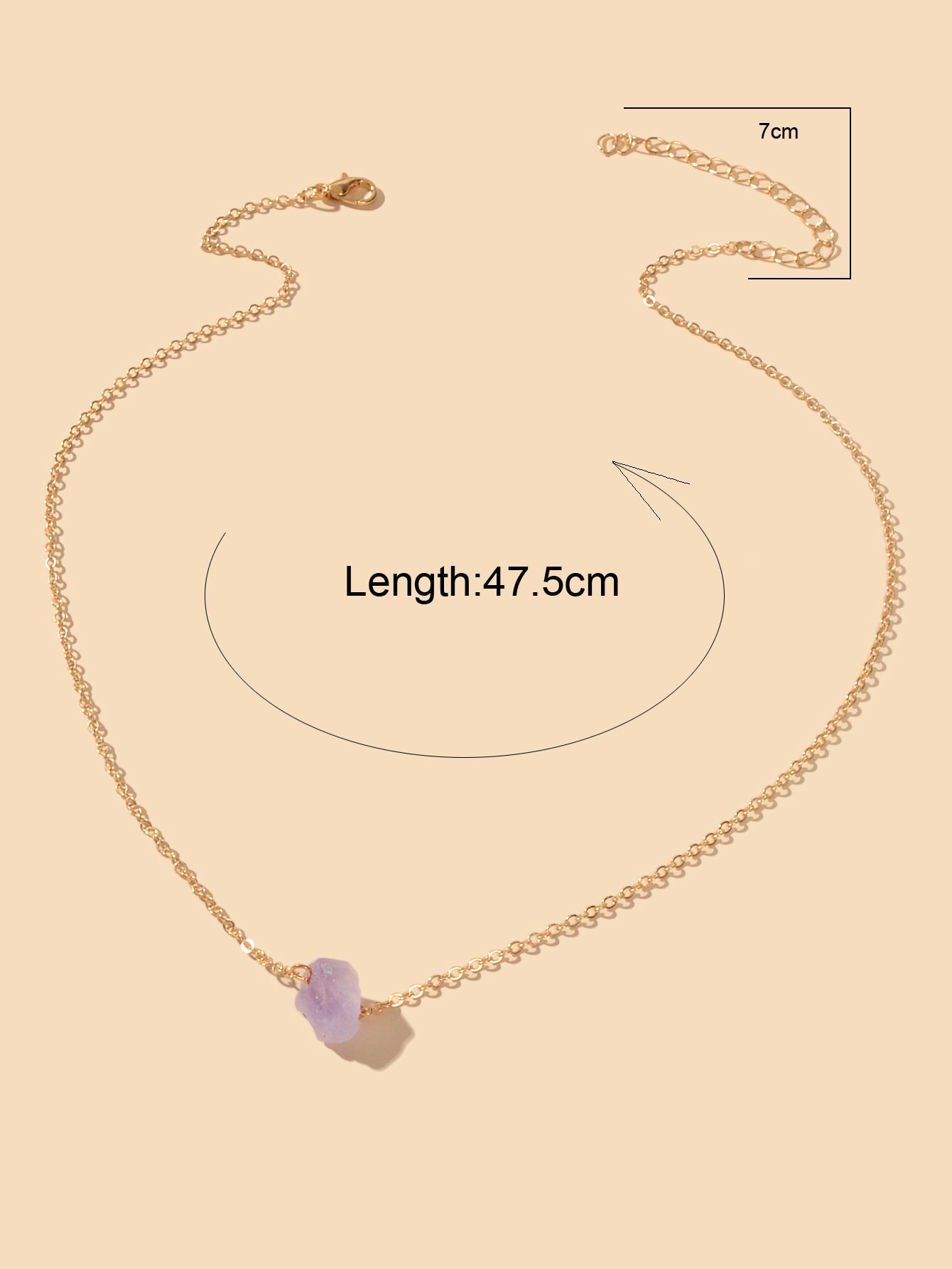 Gold Chain Natural Geometric Stone Crystal Charm Necklace Teens Collar Jewellery-2
