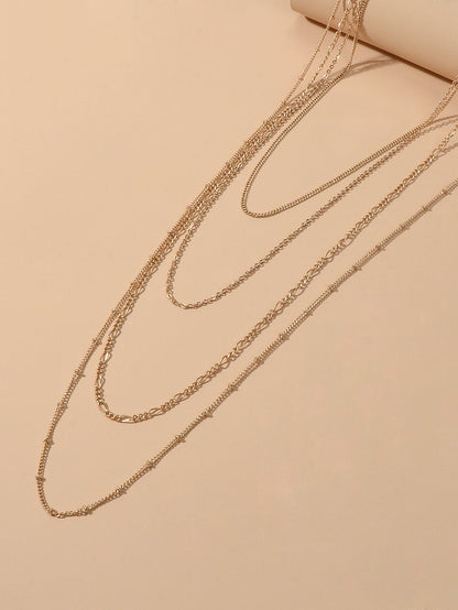 Gold Multi-layer Chain Necklace Boho Women Party Jewellery Accessories Choker-2