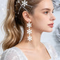 Christmas Snowflake Silver Long Dangle Drop Earrings Festive Statement Accessory-0