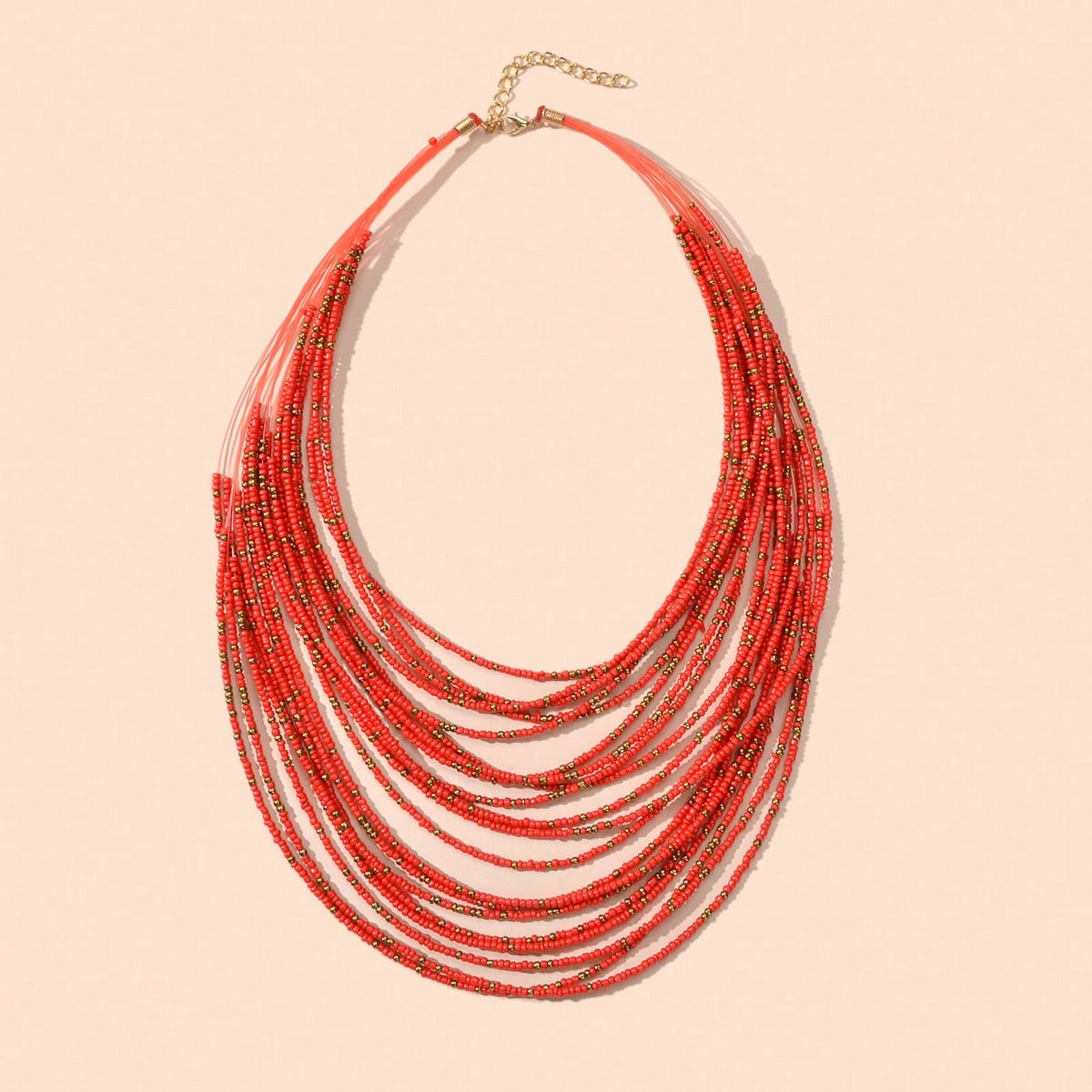 Colorful Seed Beads Multilayer Chunky Necklace Bold Jewelry-4