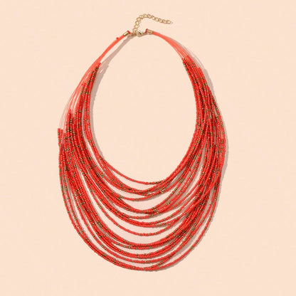 Colorful Seed Beads Multilayer Chunky Necklace Bold Jewelry-4