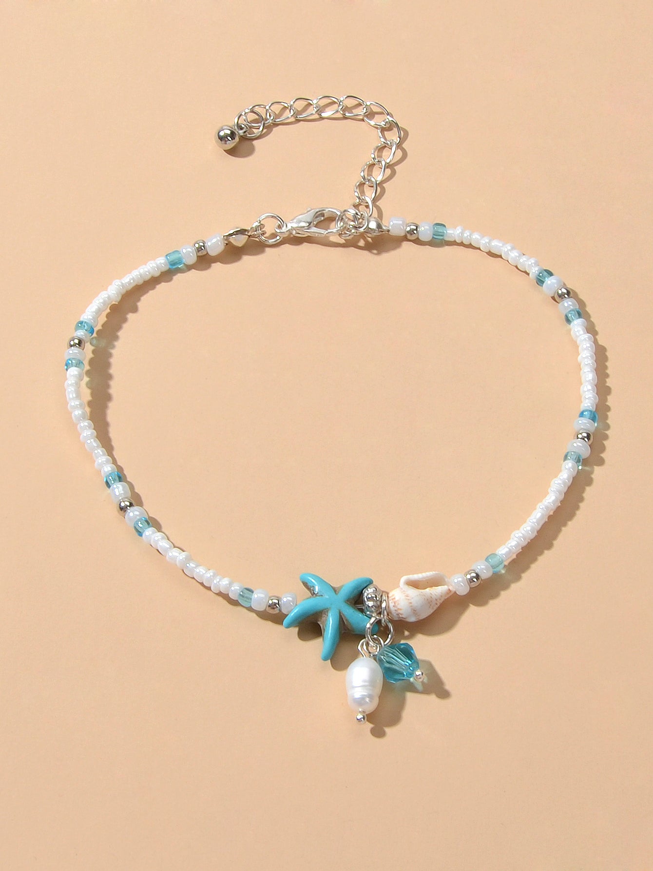 Ocean Style Conch Shell Starfish Seed Beads Turquoise Anklet Sea Beach Jewellery-1