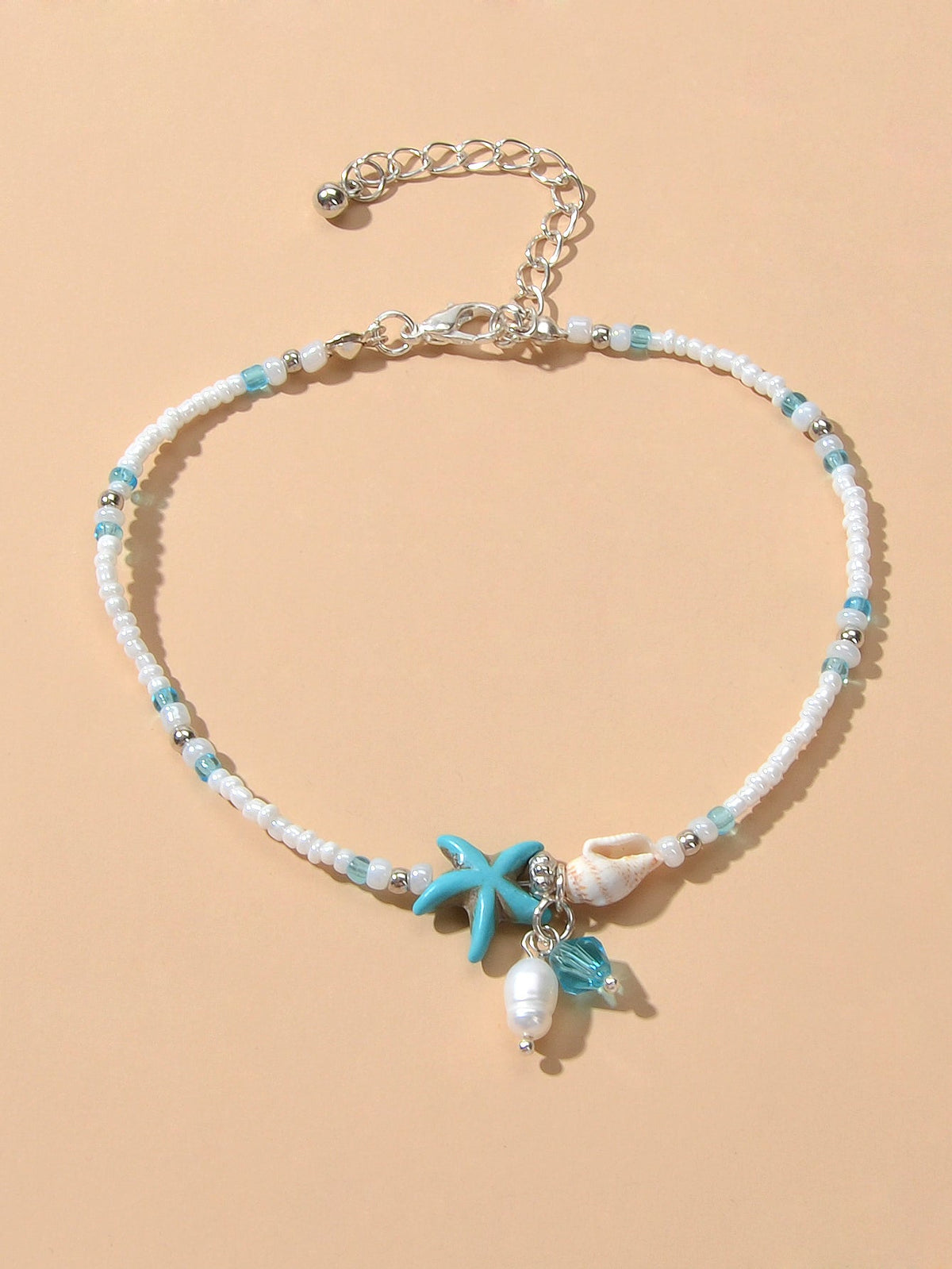 Ocean Style Conch Shell Starfish Seed Beads Turquoise Anklet Sea Beach Jewellery-1