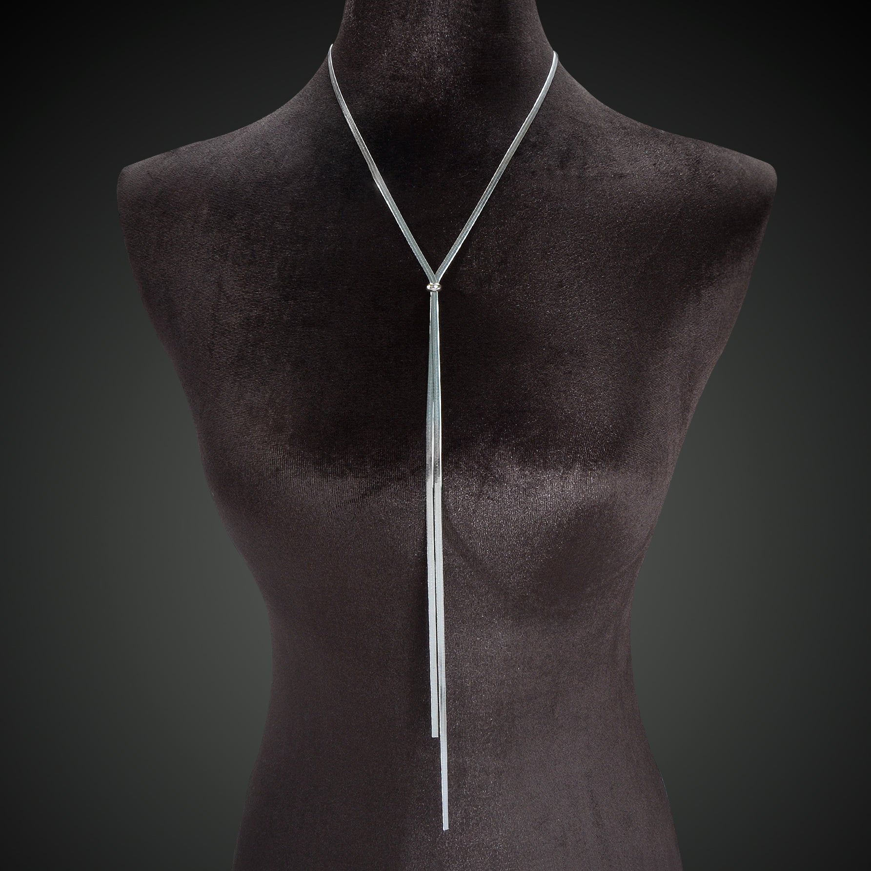 Minimalist Silvery Snake Chain Stainless Steel Y Style Adjustable Necklace Women-2