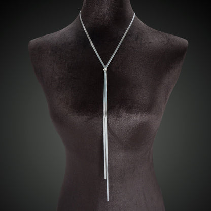 Minimalist Silvery Snake Chain Stainless Steel Y Style Adjustable Necklace Women-2