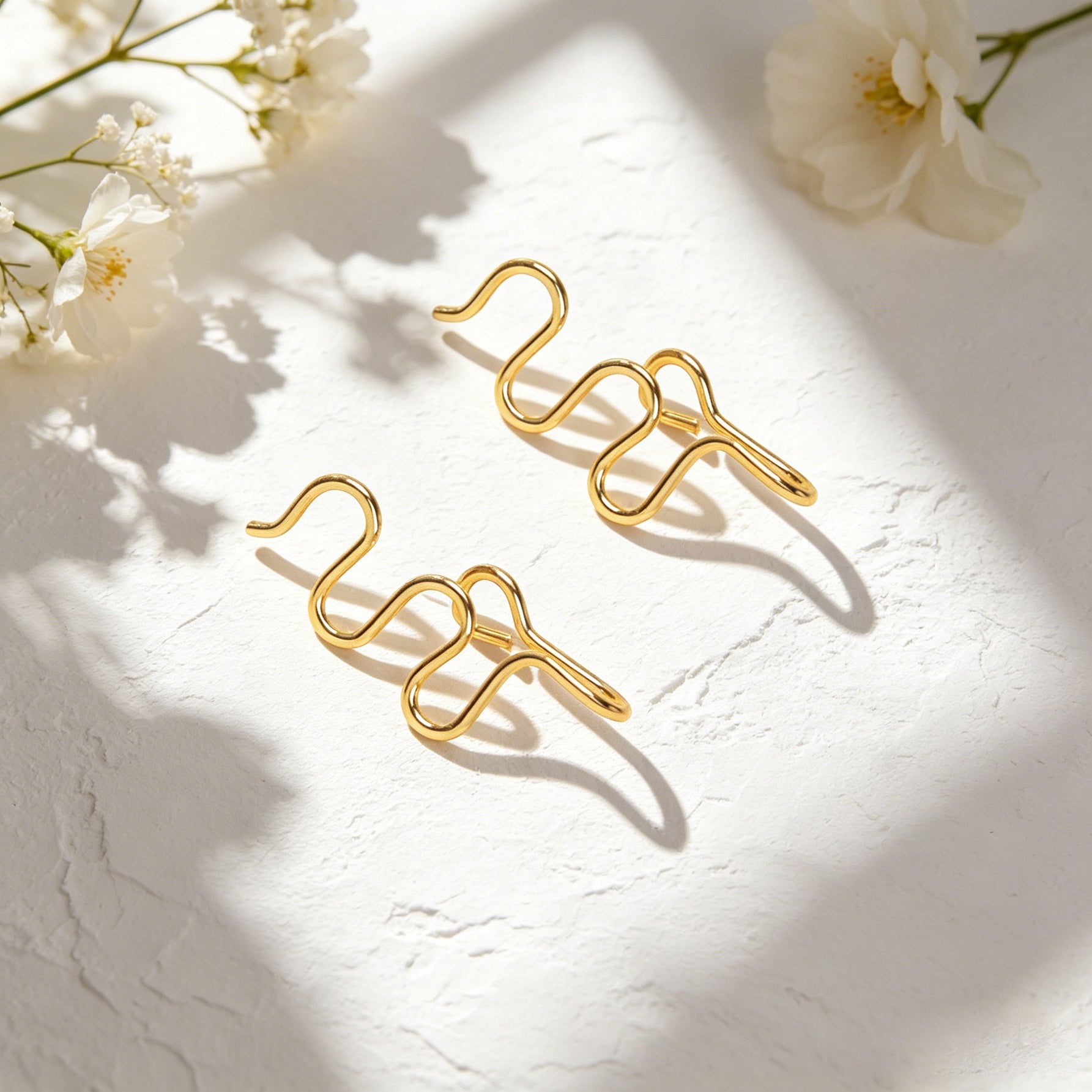 2pcs Personality Gold Wavy Line Ear Cuff Earring Music festival Street Jewellery-1