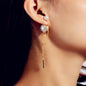 Retro Textured Jewellery Circle Chain Bar Charm Pearl Stud Earrings Ear Jacket-0