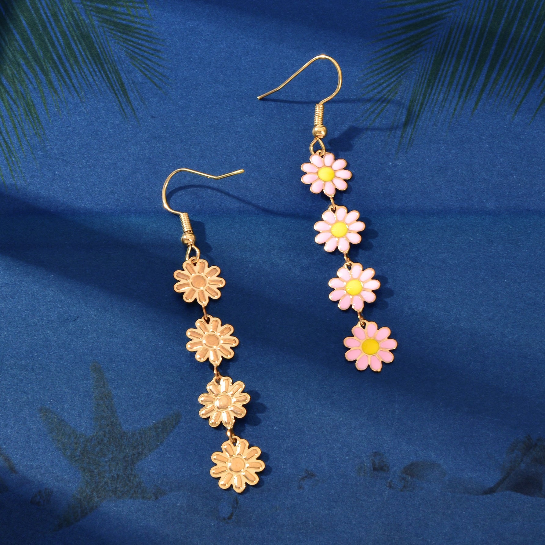Sweet Pink Flower Long Pendant Dangle Earrings Women Daily Festival Jewelry Gift-1