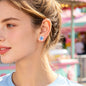 Cute Small Flower Stud Earrings White Blue Resin Petal Design Romantic Daily Dating Jewelry-0