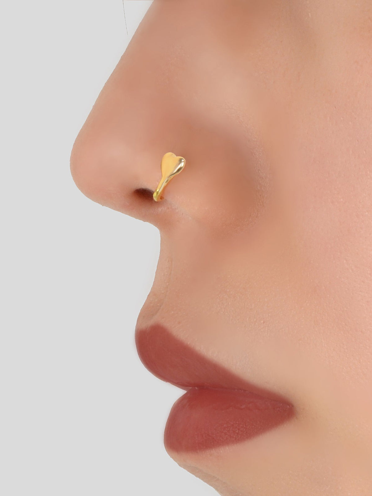 1pc Gold Silver Geometric Heart Fake Nose Ring Lip Body Piercing Stud Jewellery-4