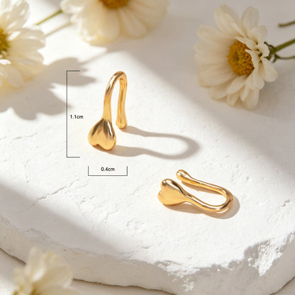 2pcs Dainty Gold Heart Ear Cuff Earrings Minimalist Cute Ear Clips Gift Jewelry-2