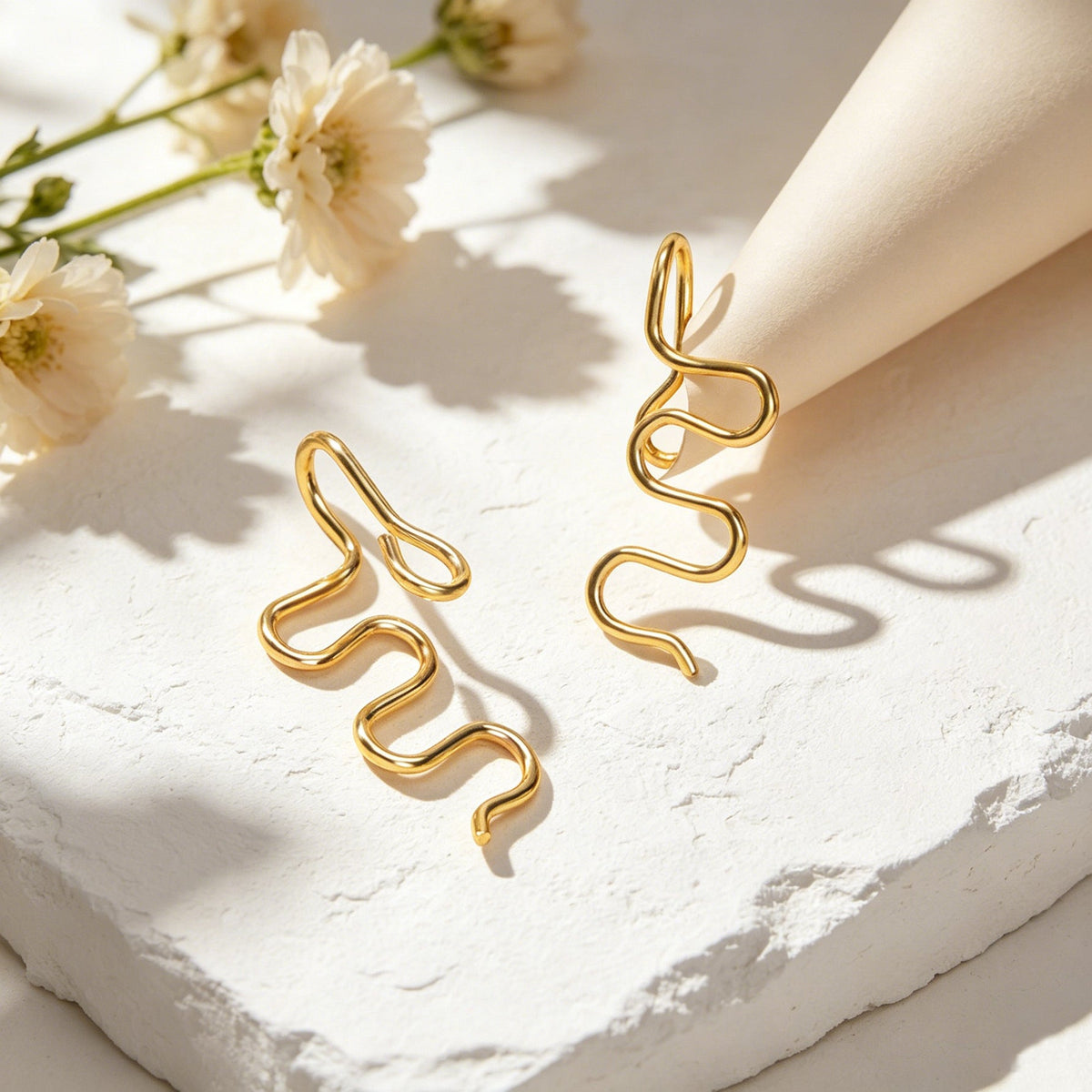 2pcs Personality Gold Wavy Line Ear Cuff Earring Music festival Street Jewellery-2