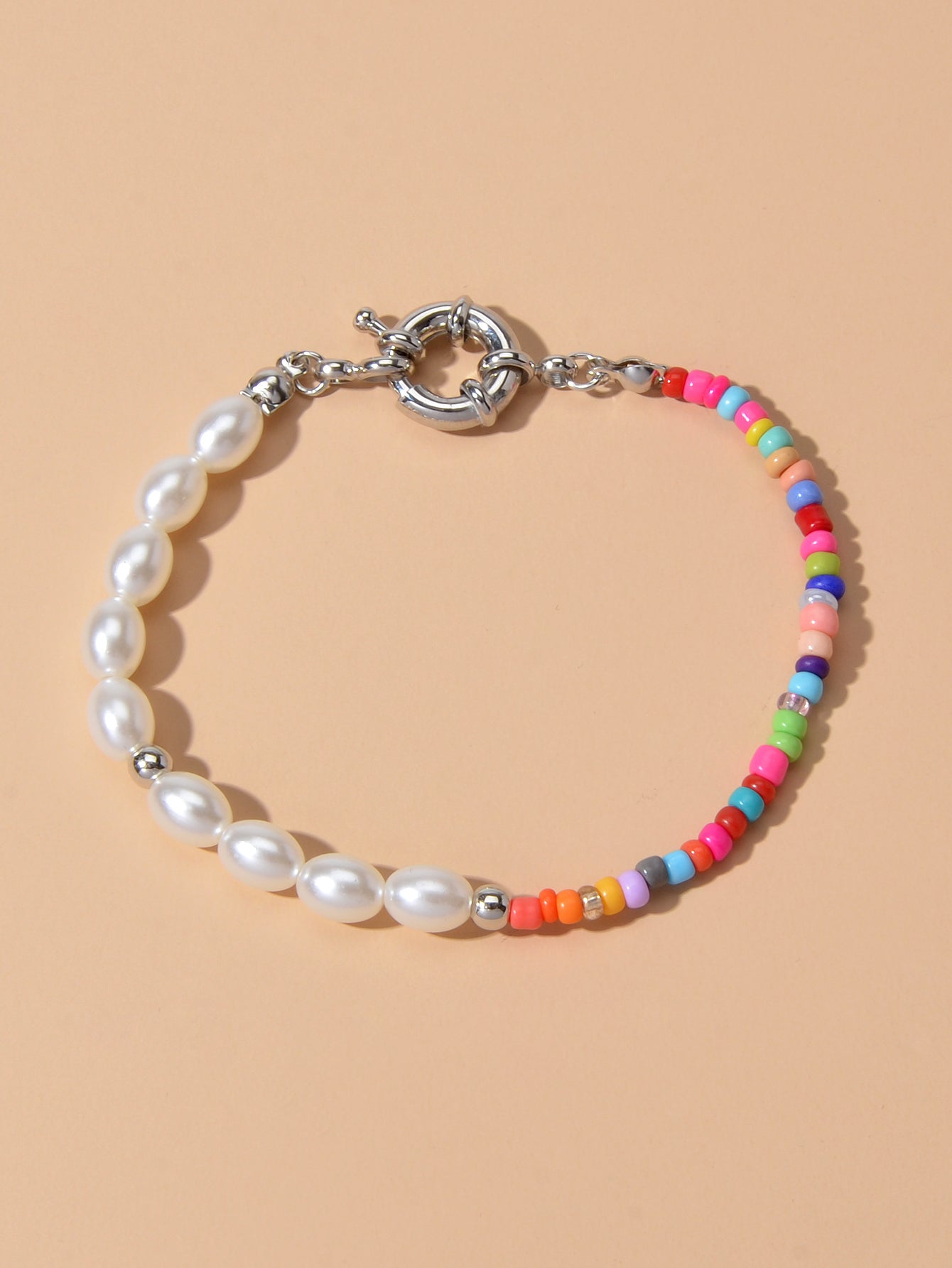 Colorful Bead Faux Pearl Handmade Bracelet Women Boho Chic Seed Beads Jewellery-5