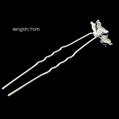 Hair Sticks Styling Transparent Blue Rhinestone Snowflake Hairpins Accessories-4