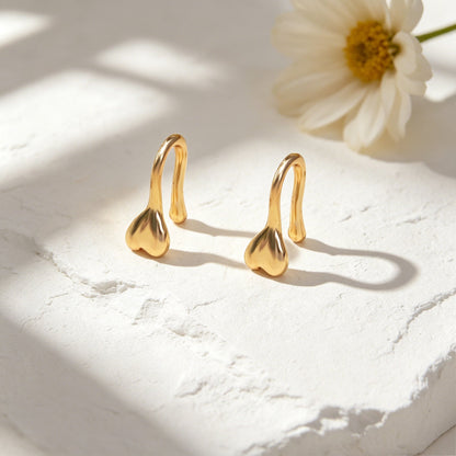 2pcs Dainty Gold Heart Ear Cuff Earrings Minimalist Cute Ear Clips Gift Jewelry-3