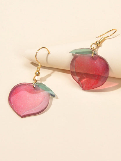 Women Party Decoration Pink Resin Peach Dangle Earrings Best Friends Funny Gifts-2