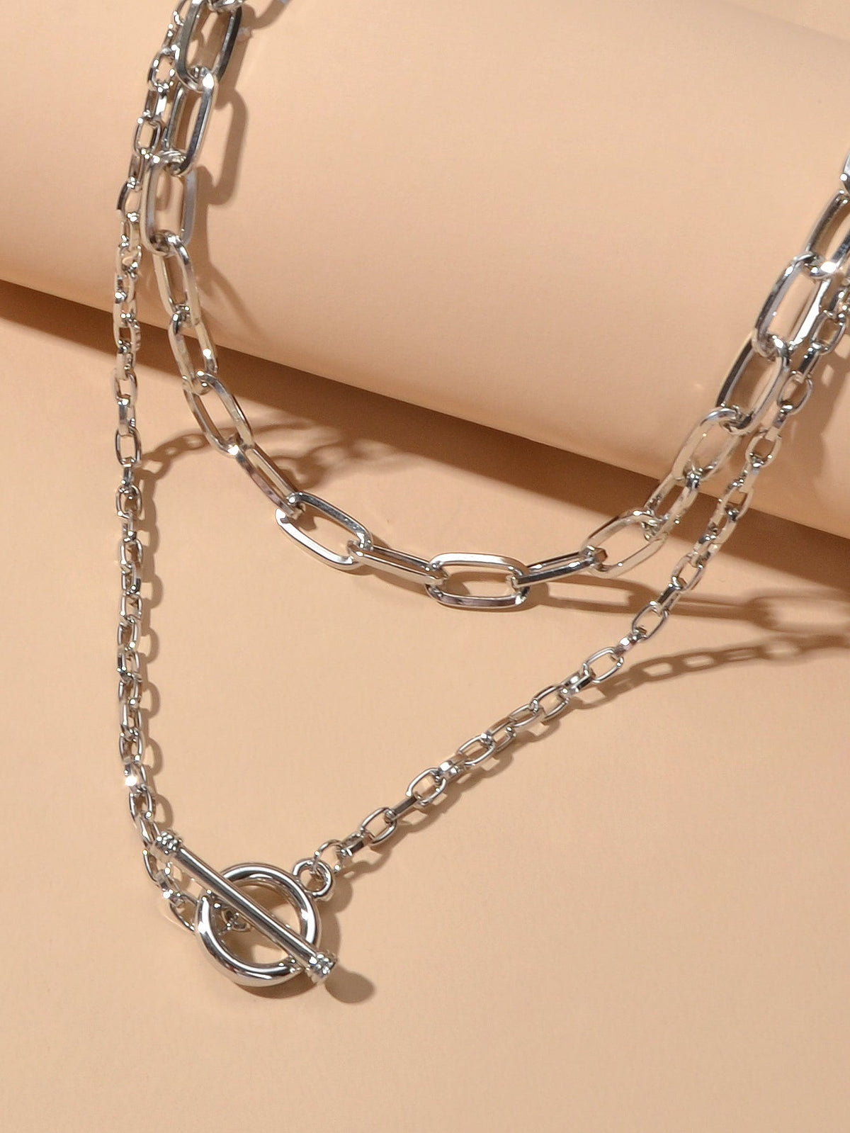AU Post Punk Double layer Hip Hop Chunky Chain Buckle Necklace Bib Jewellery-2