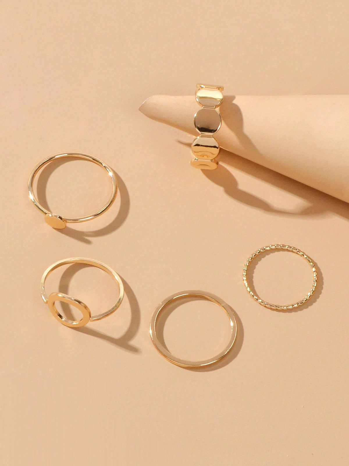 5 pcs Minimalist Jewellery Gold Silver Metal Geometric Midi Finger Knuckle Ring-1