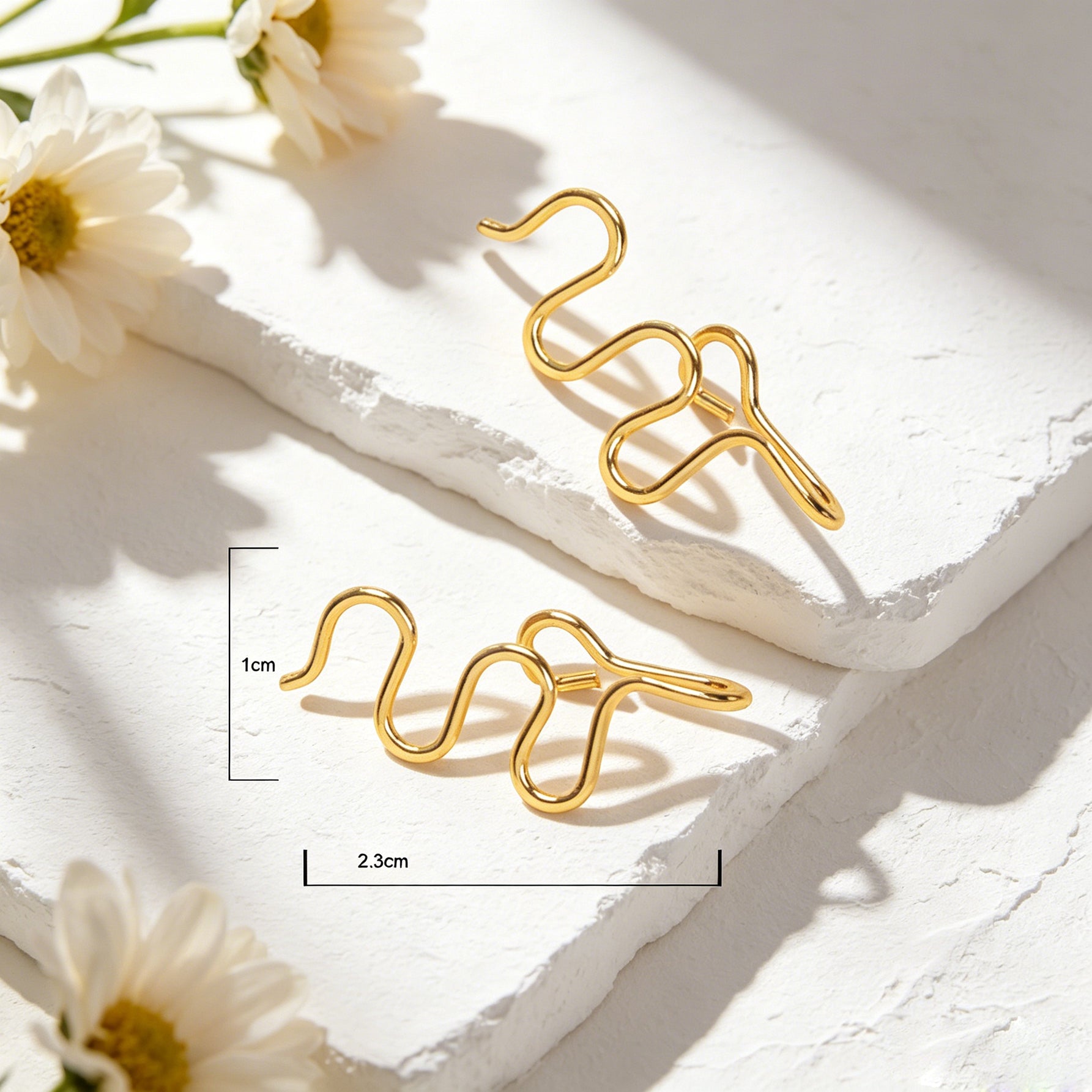 2pcs Personality Gold Wavy Line Ear Cuff Earring Music festival Street Jewellery-3