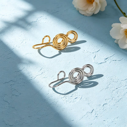 2pcs Gold Silver Spiral Coil Ear Cuff Earrings Minimalist Geometric Ear Clips-3