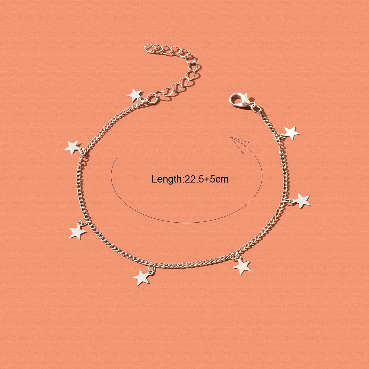 Minimalist Silvery Chain Star Charm Anklet Boho Chic Beach Vacation Foot Jewelry-2