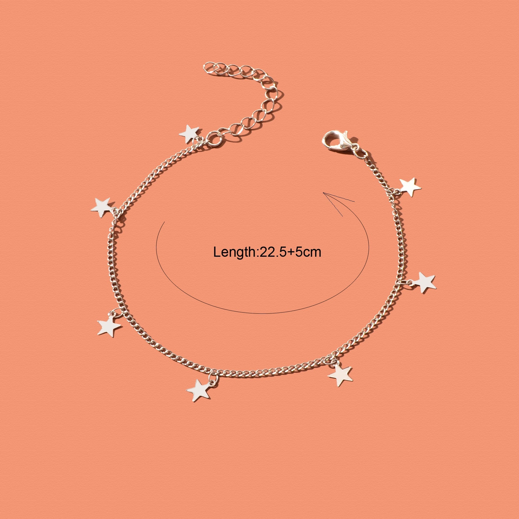 Minimalist Silvery Chain Star Charm Anklet Boho Chic Beach Vacation Foot Jewelry-2