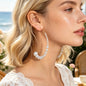 Big C Shape Imitation Pearl Hoop Stud Earrings Elegant Wedding Vacation Party Jewelry-0
