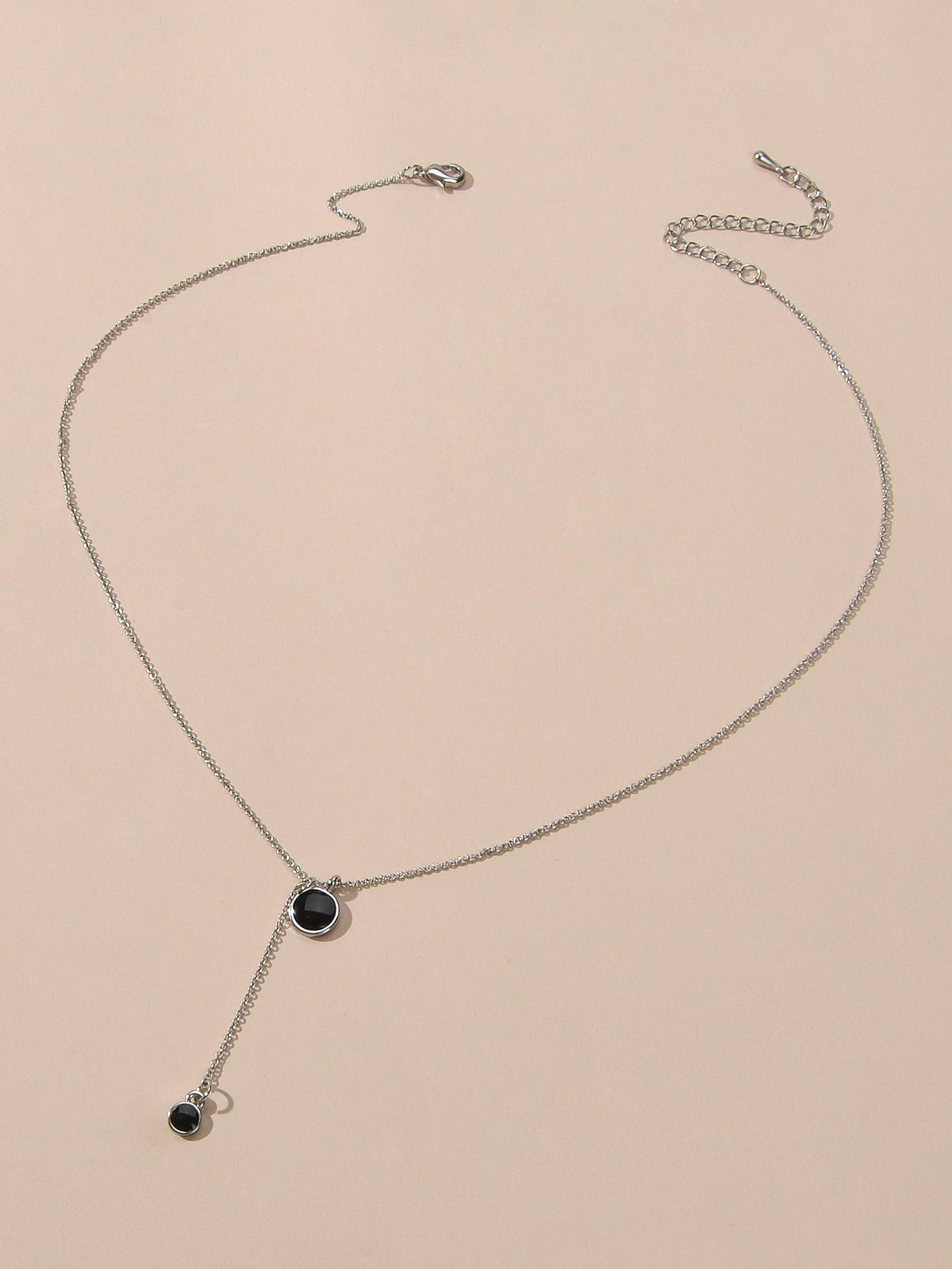 AU Stock Textured Jewellery Black Round Charm Y-lariat Necklace Christmas Gifts-1