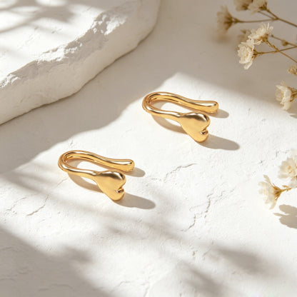2pcs Dainty Gold Heart Ear Cuff Earrings Minimalist Cute Ear Clips Gift Jewelry-4