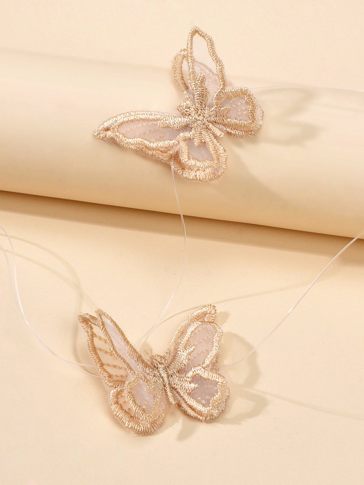 Double Layer Transparent Cord Lace Butterfly Choker Necklace Women Collar Gift-2