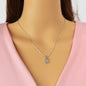 Minimalist Silver Chain Good Luck Letter Square Pendant Necklace Daily Jewellery-0