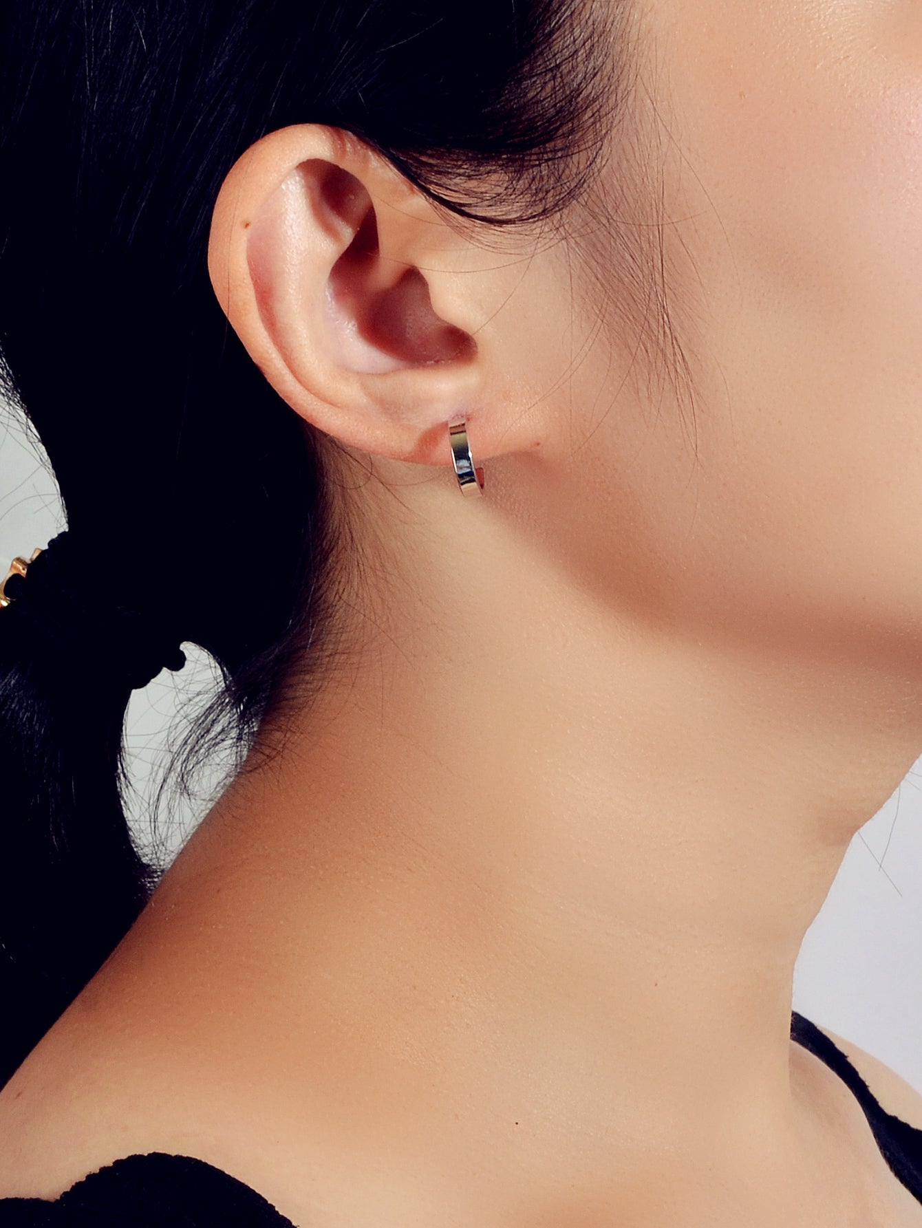 3 pairs Gold Silver Black Cute Hoop Stud Earrings Set Punk C-Shape Jewellery-1