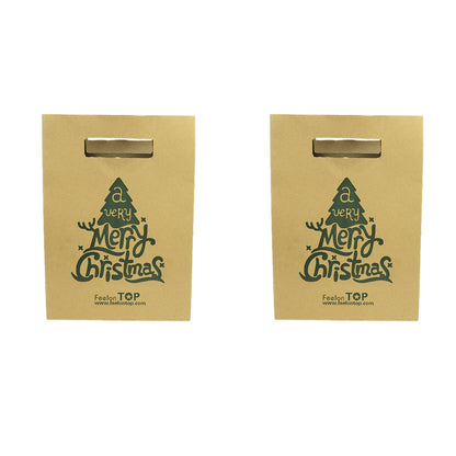2 pc Festival Party Favors Bags Merry Christmas Pattern Big Brown Paper Gift Bag-0