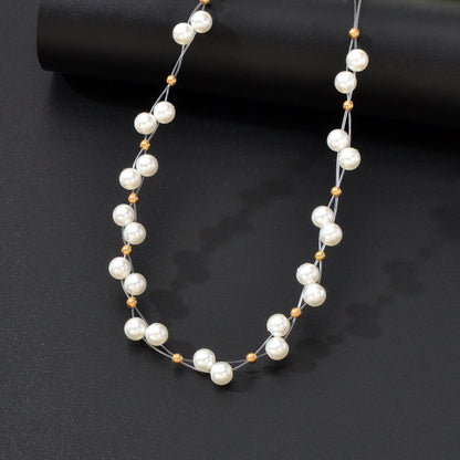 Romantic White Imitation Pearl Beaded Collar Necklace Party Festival Gift Jewelry-2