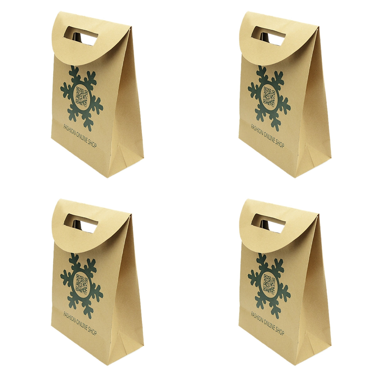 4 pc Merry Christmas Pattern Big Brown Paper Gift Bag Festival Party Favors Bags-0
