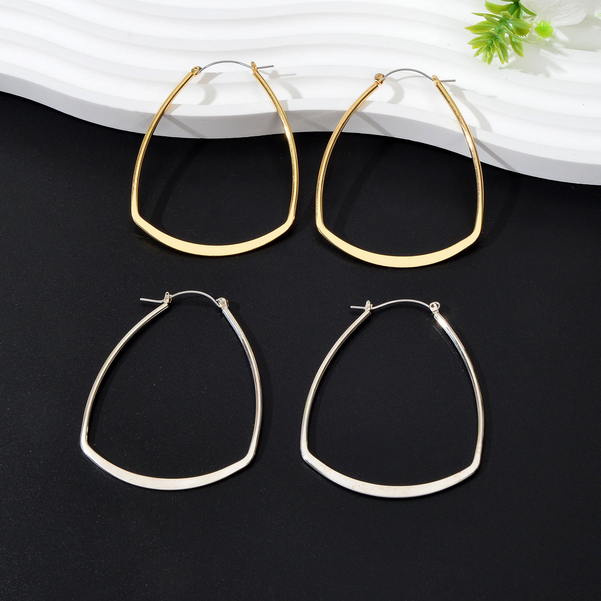 Asymmetrical Hoop Earrings Chic and Minimalist Accessories Holiday Jewelry Gift-0