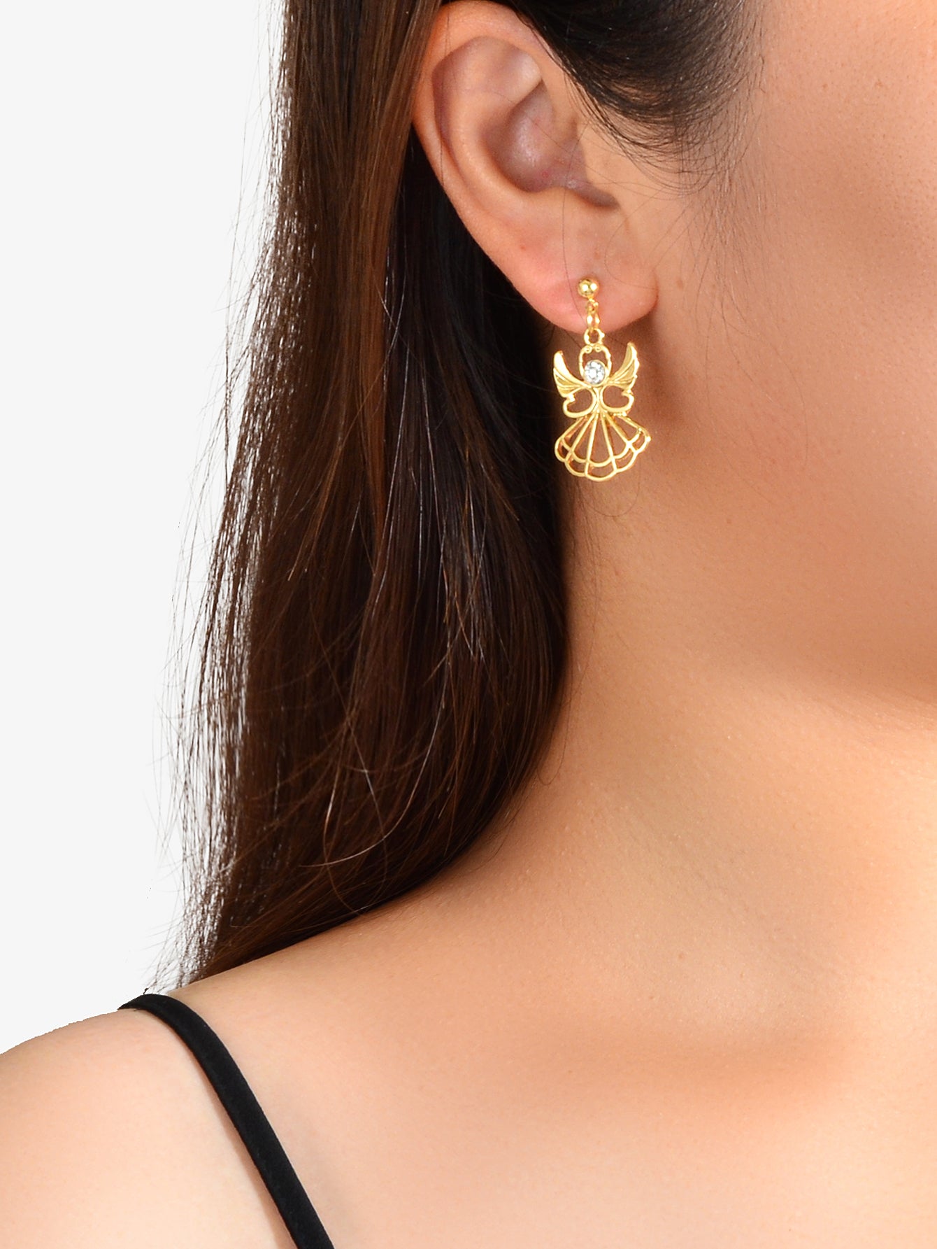 Female Jewellery Rhinestone Decor Little Fairy Earrings Gifts for Best Friends-0
