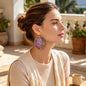 Boho Colorful Tassel Sequin Oval Dangle Earrings Chunky Summer Beach Vacation Statement Jewelry-0