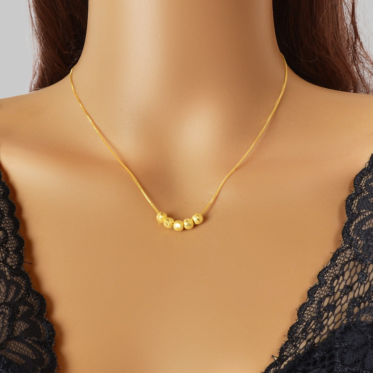 Adjustable Gold Beads Pendant Short Necklace Stylish Choker-0