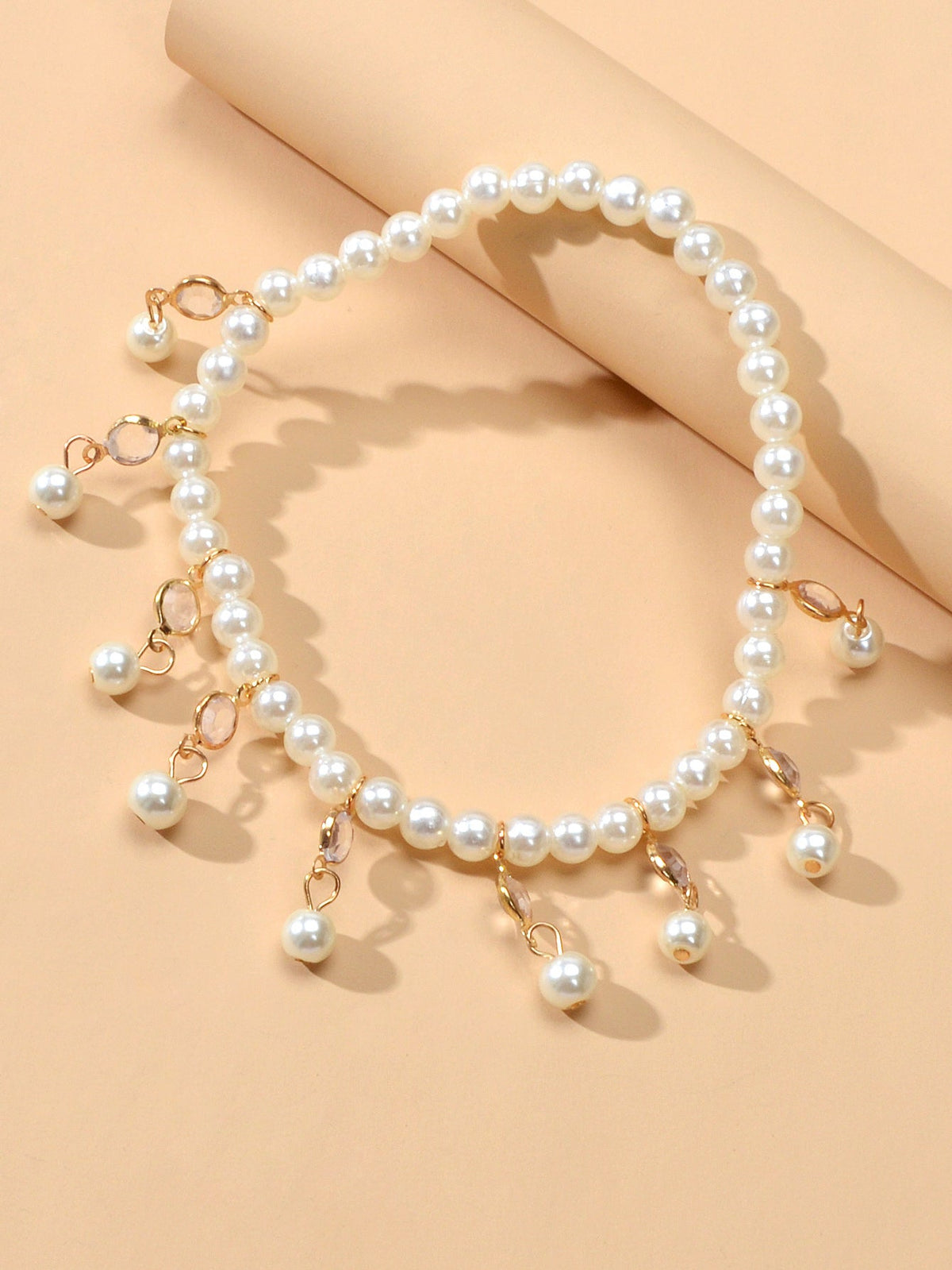 Feelontop Handmade Elastic Pearl Bead Anklet Barefoot Sandal Beach Bling Jewelry-3