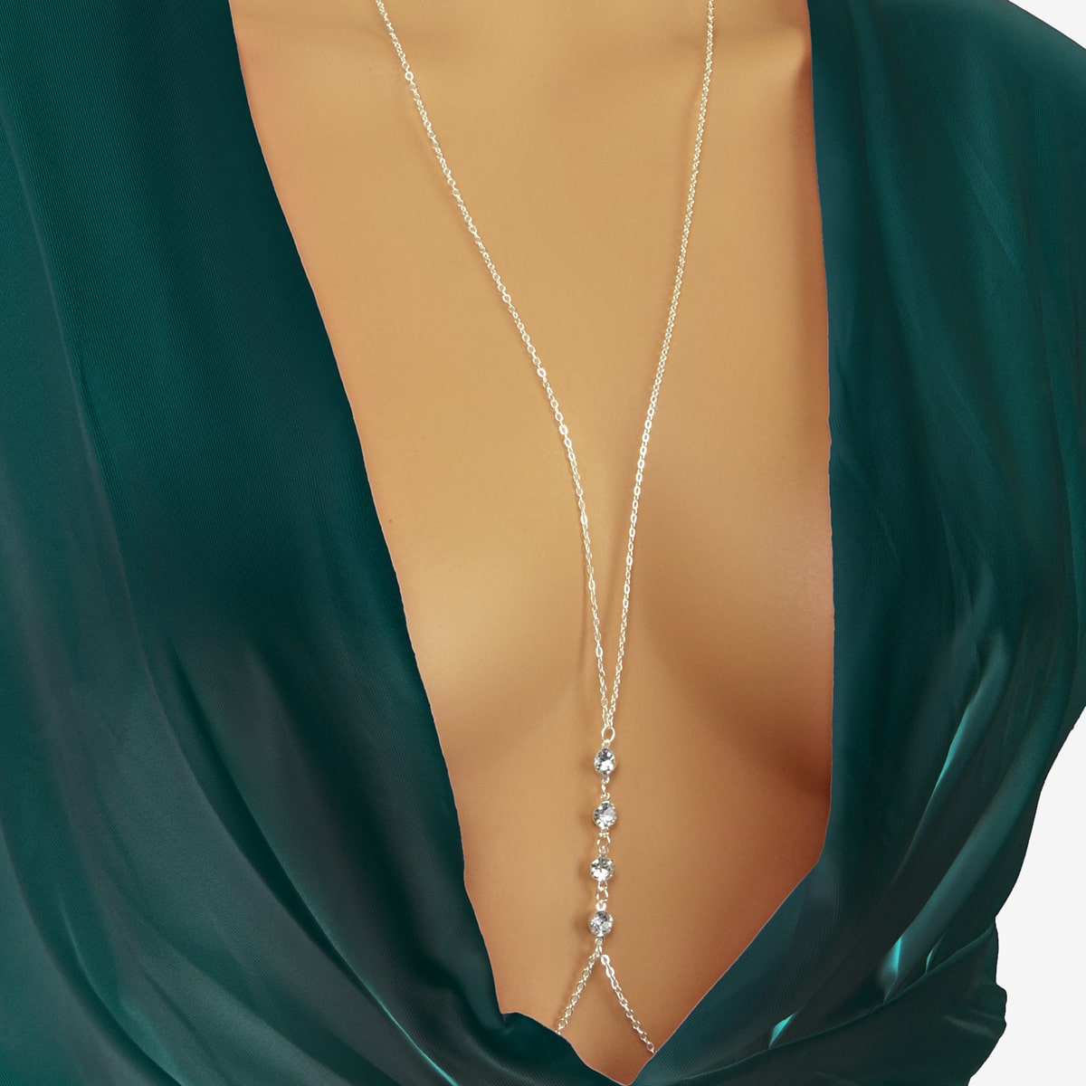 Dazzling Rhinestone Double-Layer Body Chain Glamorous Statement Jewelry-0