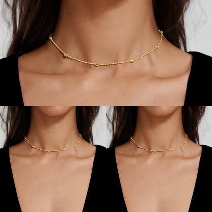 3 pcs Minimalist Jewelry Golden Beads Chain Collar Necklaces set Trendy Accessories-0