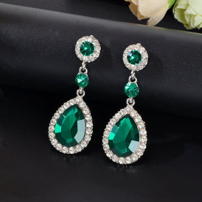Gorgeous Acrylic Rhinestone Decor Water Drop Dangle Earrings Wedding Party Jewelry-4