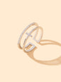 Designer Stylish Rhinestone Decor Silver Hollow out Cross Open Cuff Finger Ring-0