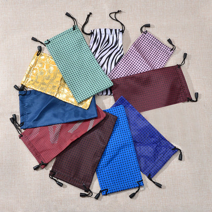 10 pcs Random color Soft Polyester Pouch Bag Glasses Sunglasses Case set Storage Bag for Eyeglasses-0