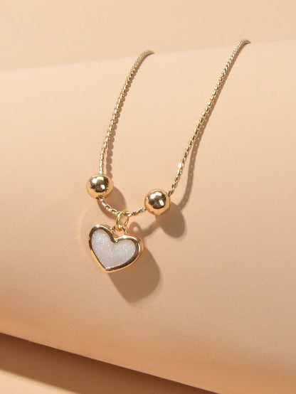 White Enamel Love Heart Charm Bracelet Adjustable Modern Trendy New Jewellery-2