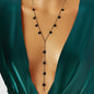 Stylish Jewellery Black Disc Charm Y Style Long Chain Pendant Necklace for Women-0